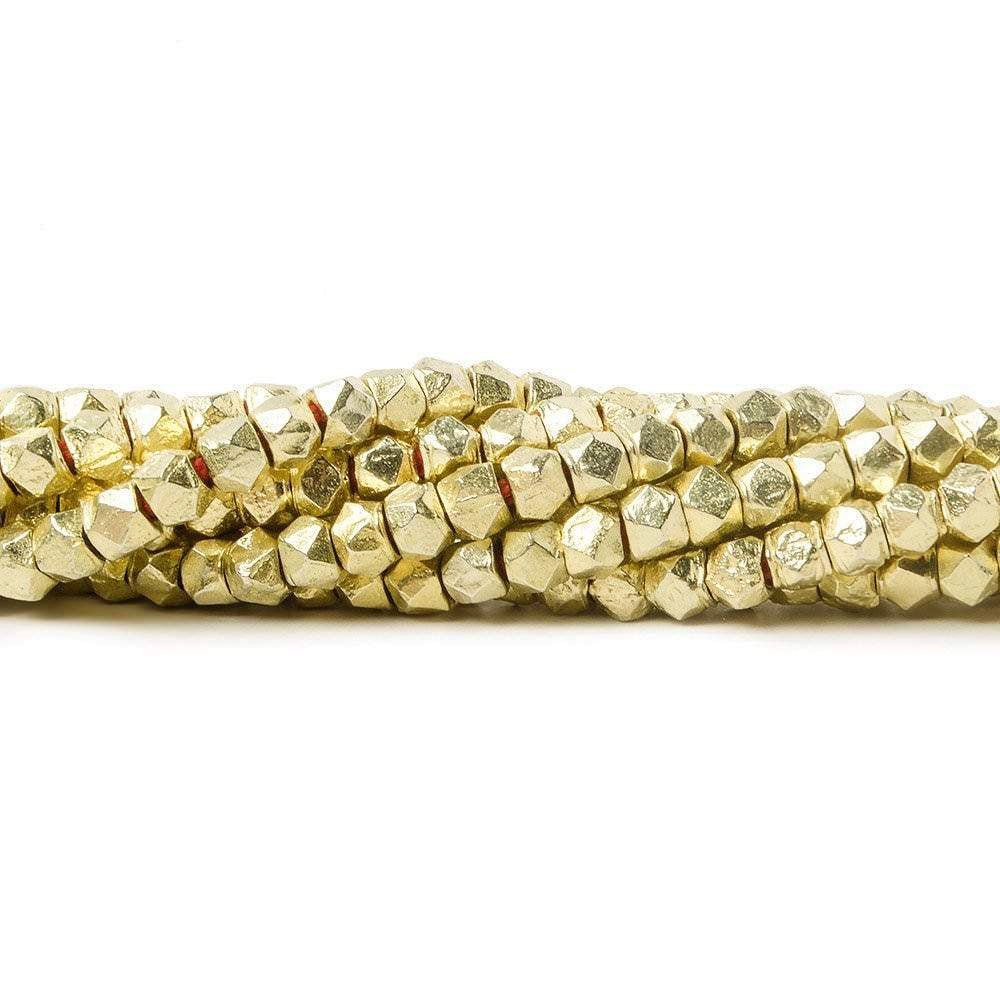 3mm Hand - Cut Faceted Nugget Beads - 8" Strand, 70 Pieces - AtlantaFindingsCompany