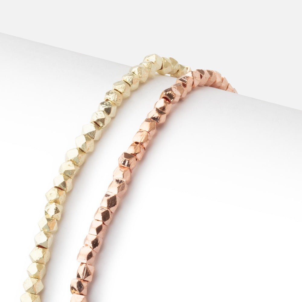 3mm Hand - Cut Faceted Nugget Beads - 8" Strand, 70 Pieces - AtlantaFindingsCompany