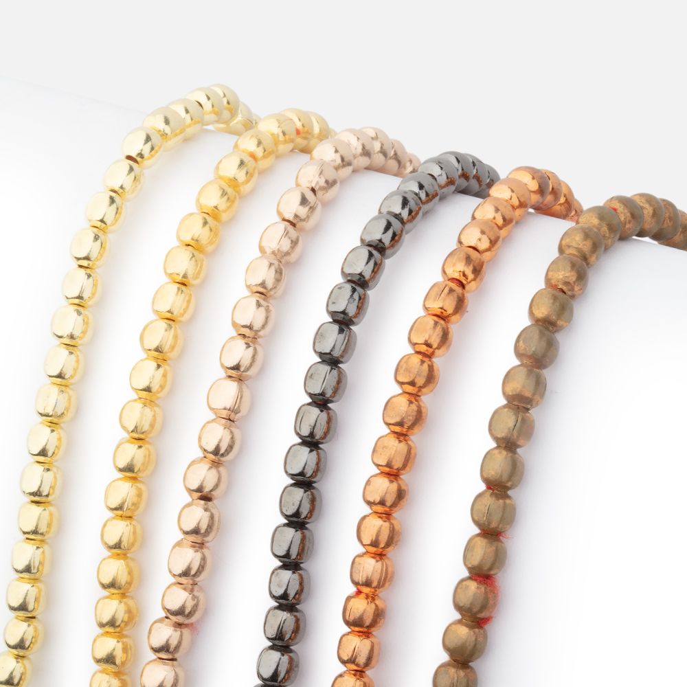 3mm Polished Round Beads - Shiny Plated Copper Strands - AtlantaFindingsCompany