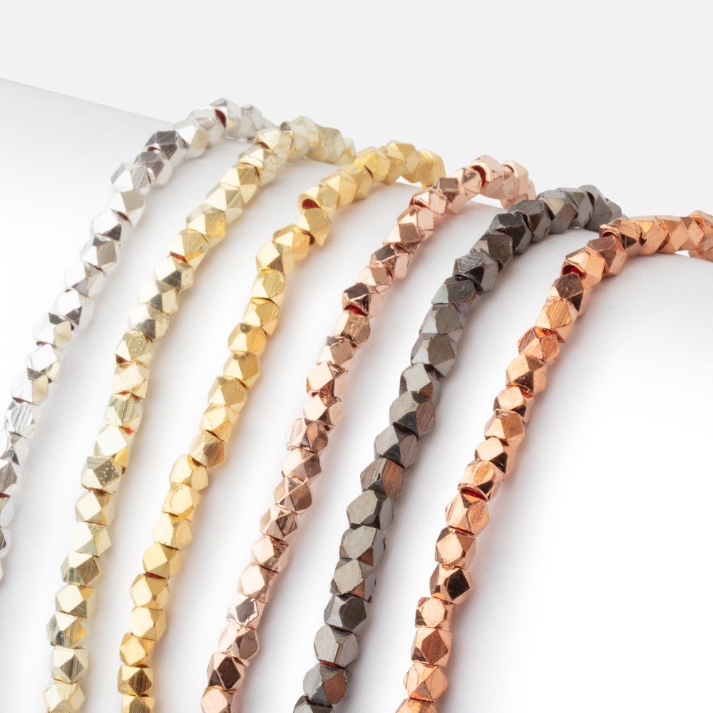 3mm Shiny Faceted Nugget Beads Strand (8 inches, 68 pcs) - AtlantaFindingsCompany