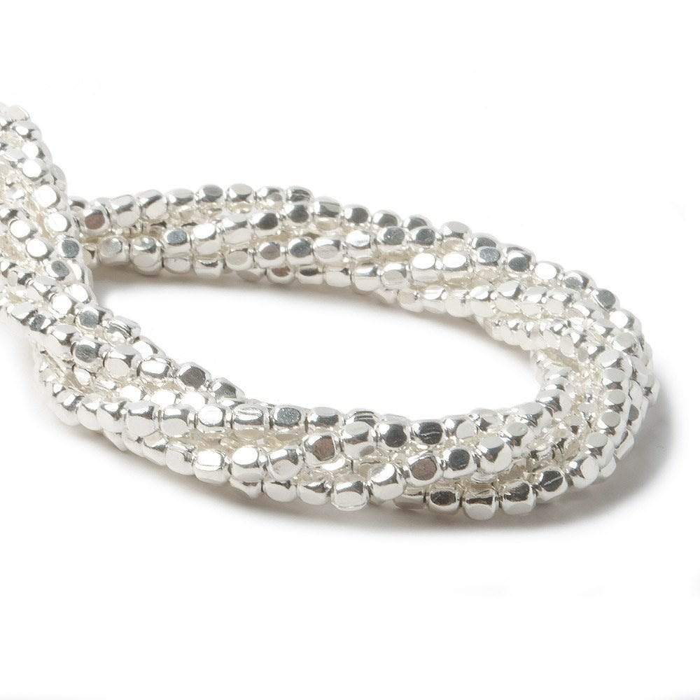3mm Sterling Silver Plain Cube Beads - 8 Inch Strand, 65 Beads - AtlantaFindingsCompany