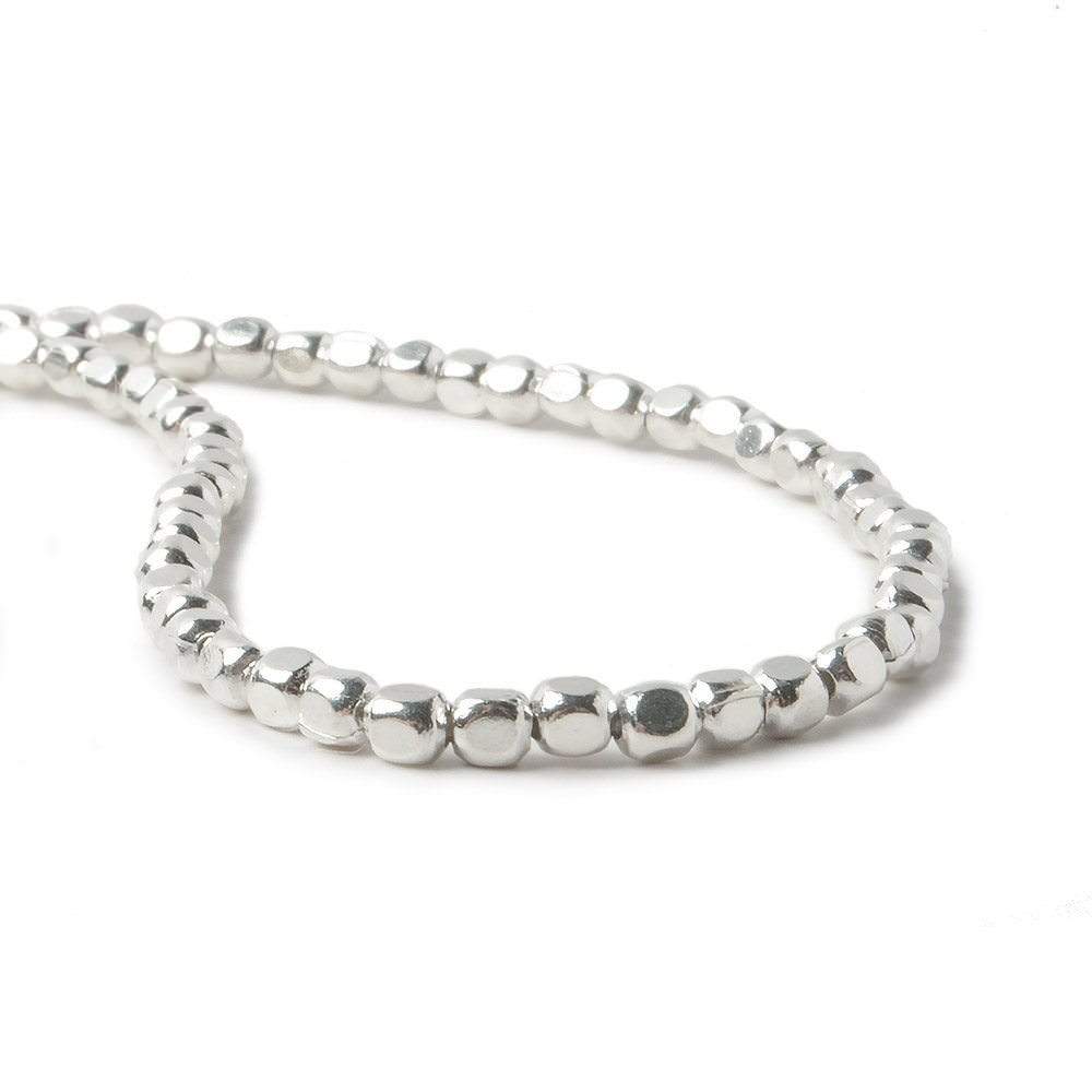 3mm Sterling Silver Plain Cube Beads - 8 Inch Strand, 65 Beads - AtlantaFindingsCompany