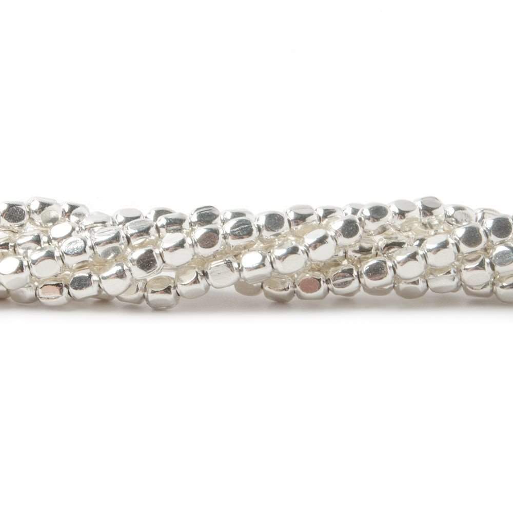 3mm Sterling Silver Plain Cube Beads - 8 Inch Strand, 65 Beads - AtlantaFindingsCompany