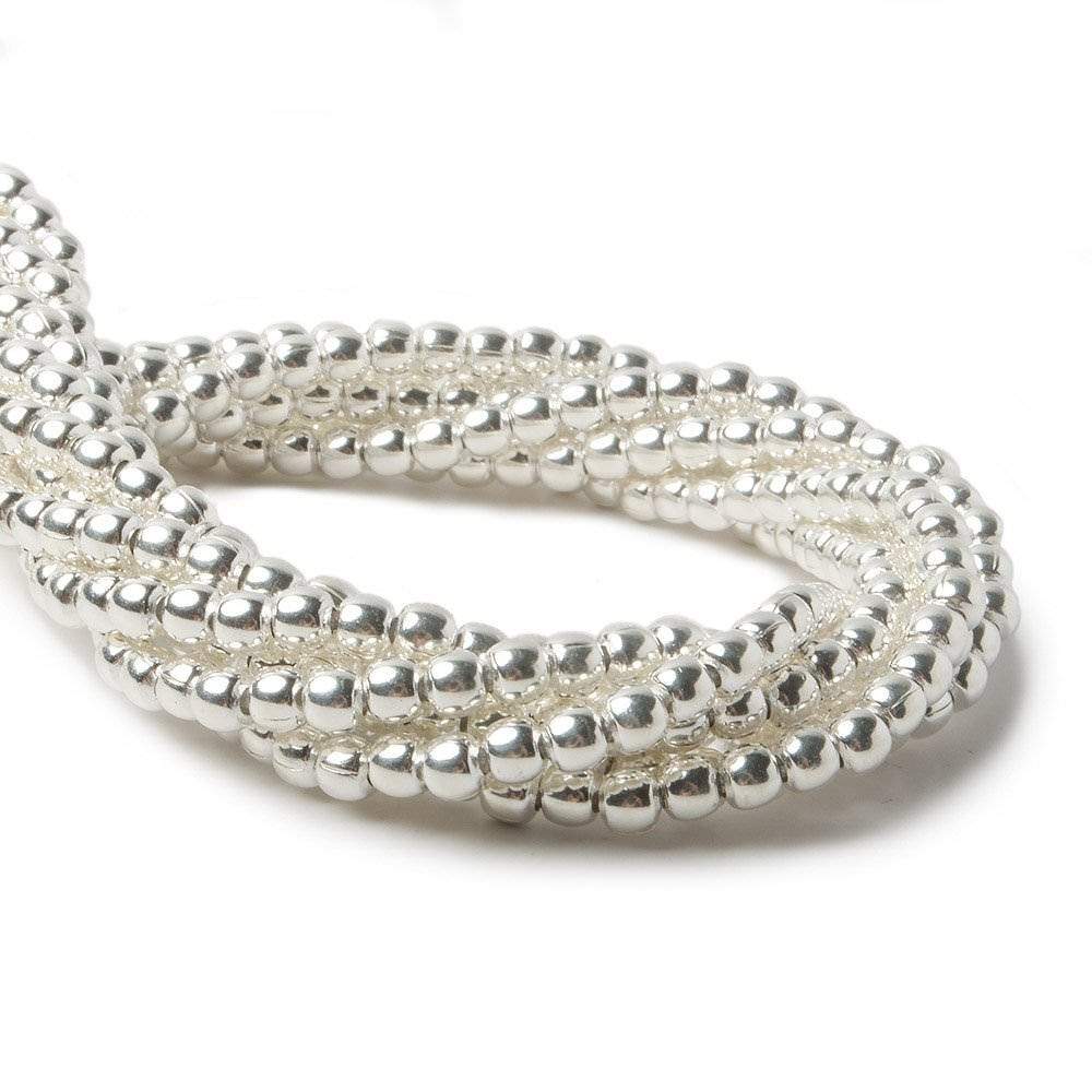 3mm Sterling Silver Plain Round Beads - 8 Inch Strand (68 Beads) - AtlantaFindingsCompany