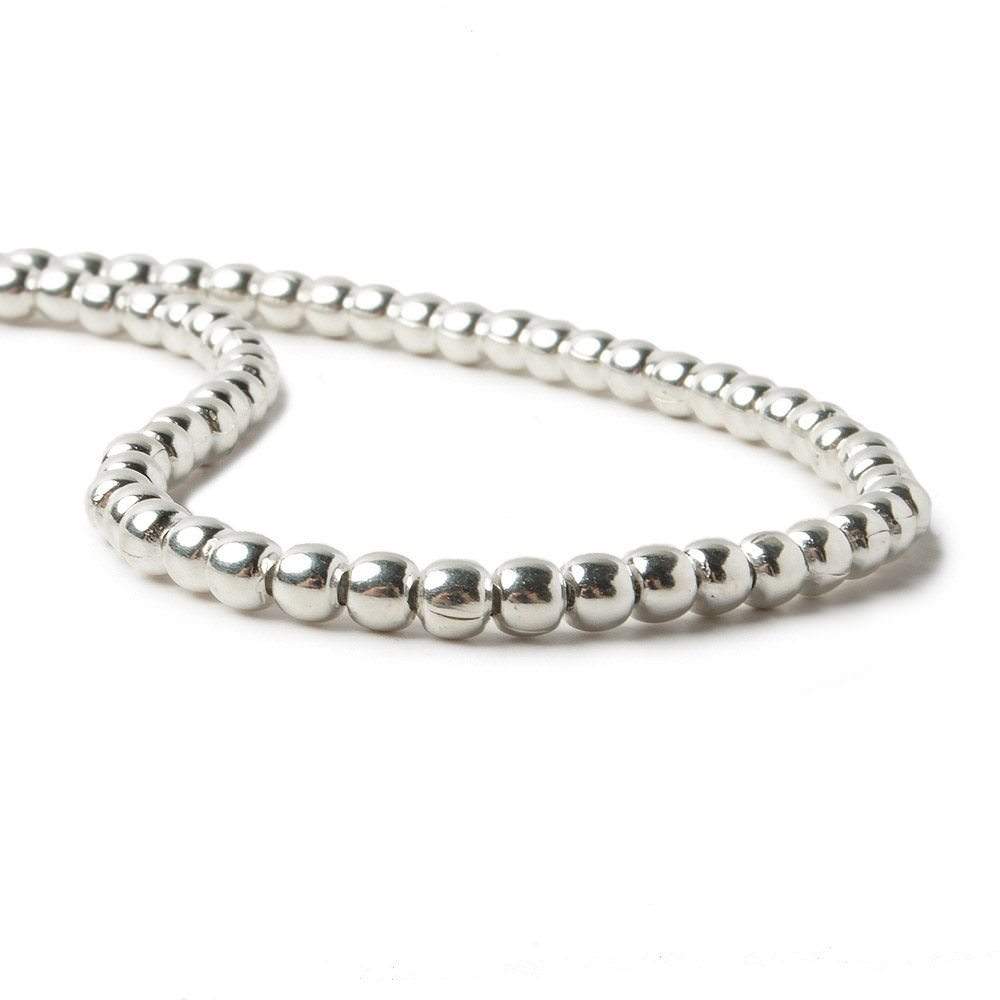 3mm Sterling Silver Plain Round Beads - 8 Inch Strand (68 Beads) - AtlantaFindingsCompany