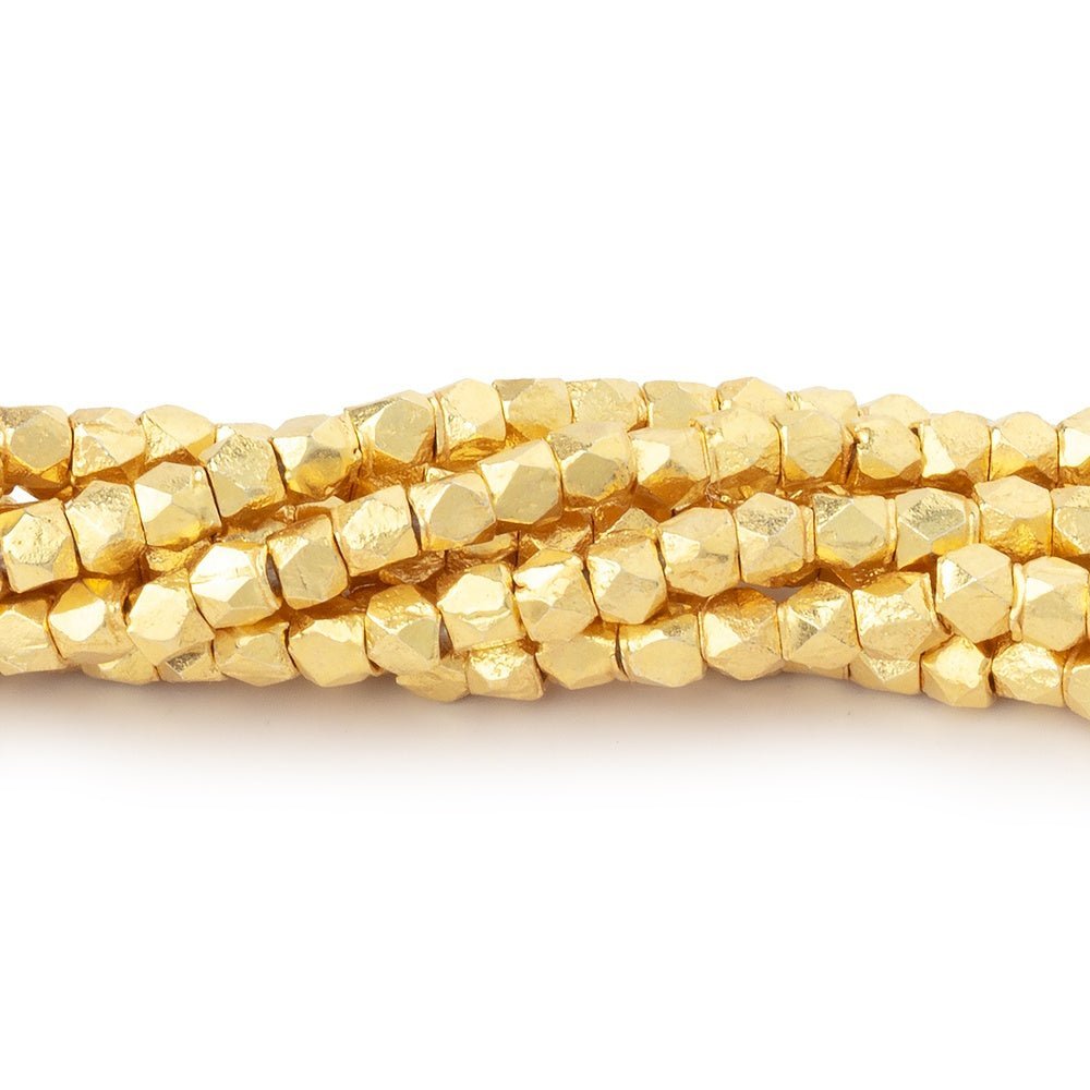 3mm Vermeil Faceted Nugget Beads - 4 Inch Strand (Approx. 34 pcs) - AtlantaFindingsCompany