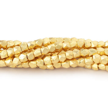 3mm Vermeil Faceted Nugget Beads - 4 Inch Strand (Approx. 34 pcs) - AtlantaFindingsCompany