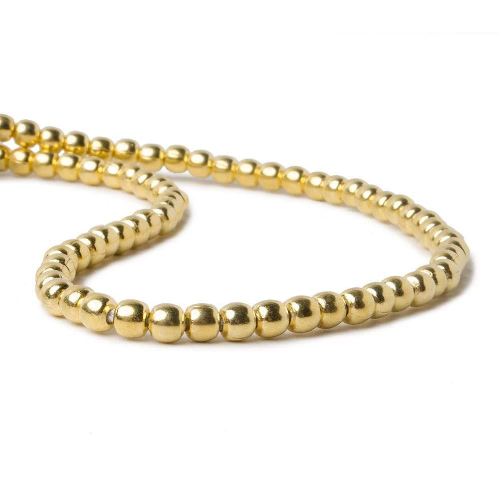 3mm Vermeil Plain Round Beads - 8 Inch Strand, 67 Beads - AtlantaFindingsCompany