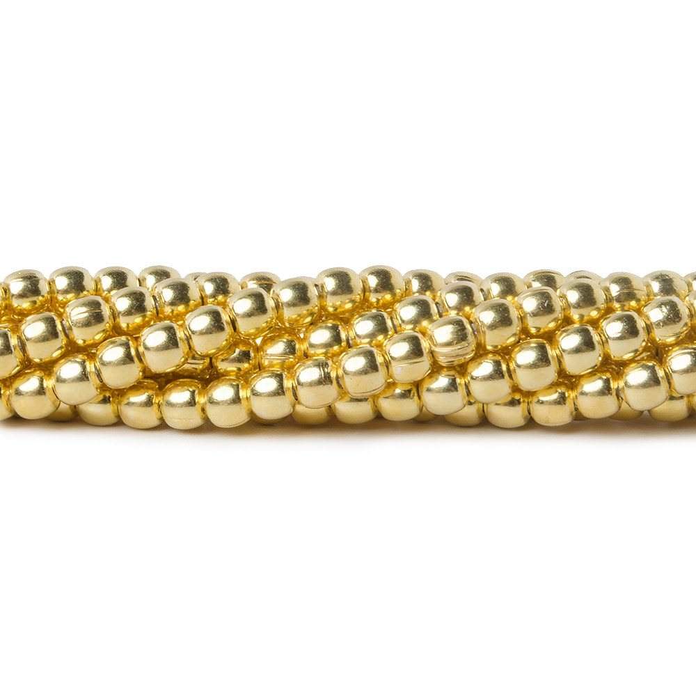 3mm Vermeil Plain Round Beads - 8 Inch Strand, 67 Beads - AtlantaFindingsCompany