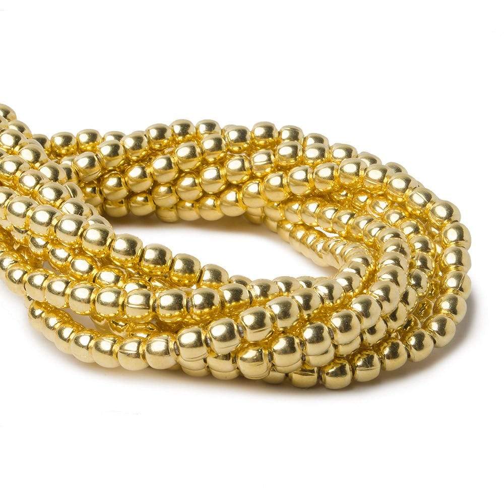 3mm Vermeil Plain Round Beads - 8 Inch Strand, 67 Beads - AtlantaFindingsCompany