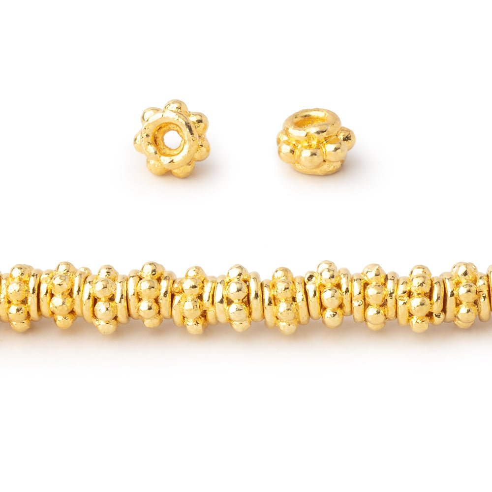 5mm 22kt Gold Plated Copper Daisy Spacer Beads - 8 Inch Strand (60 Pcs) - AtlantaFindingsCompany