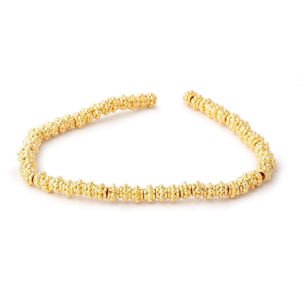 5mm 22kt Gold Plated Copper Daisy Spacer Beads - 8 Inch Strand (60 Pcs) - AtlantaFindingsCompany