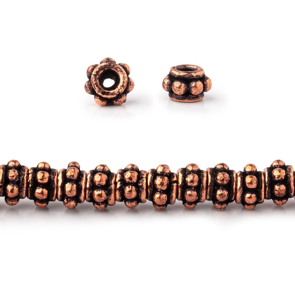 5x3mm Antiqued Copper Stacked Spacer Beads - 8" Strand (59 pcs) - AtlantaFindingsCompany