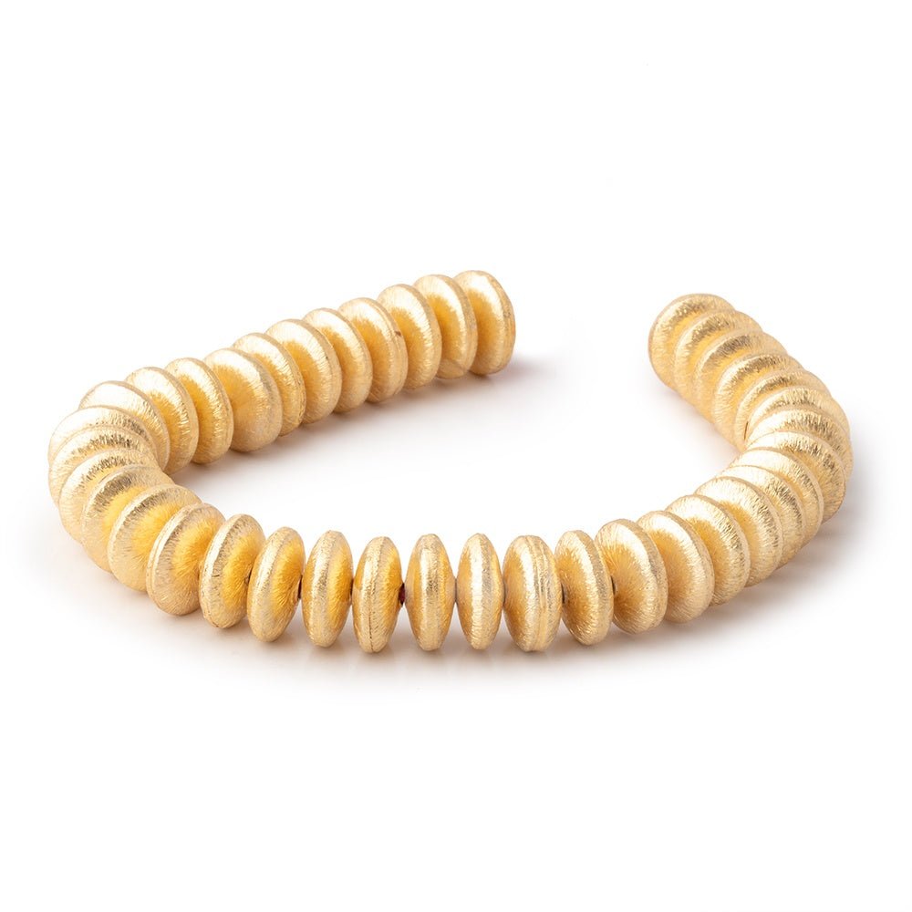 12mm 22KT Gold Plated Copper Disc Brushed Bead 8 inch 39 pieces - AtlantaFindingsCompany