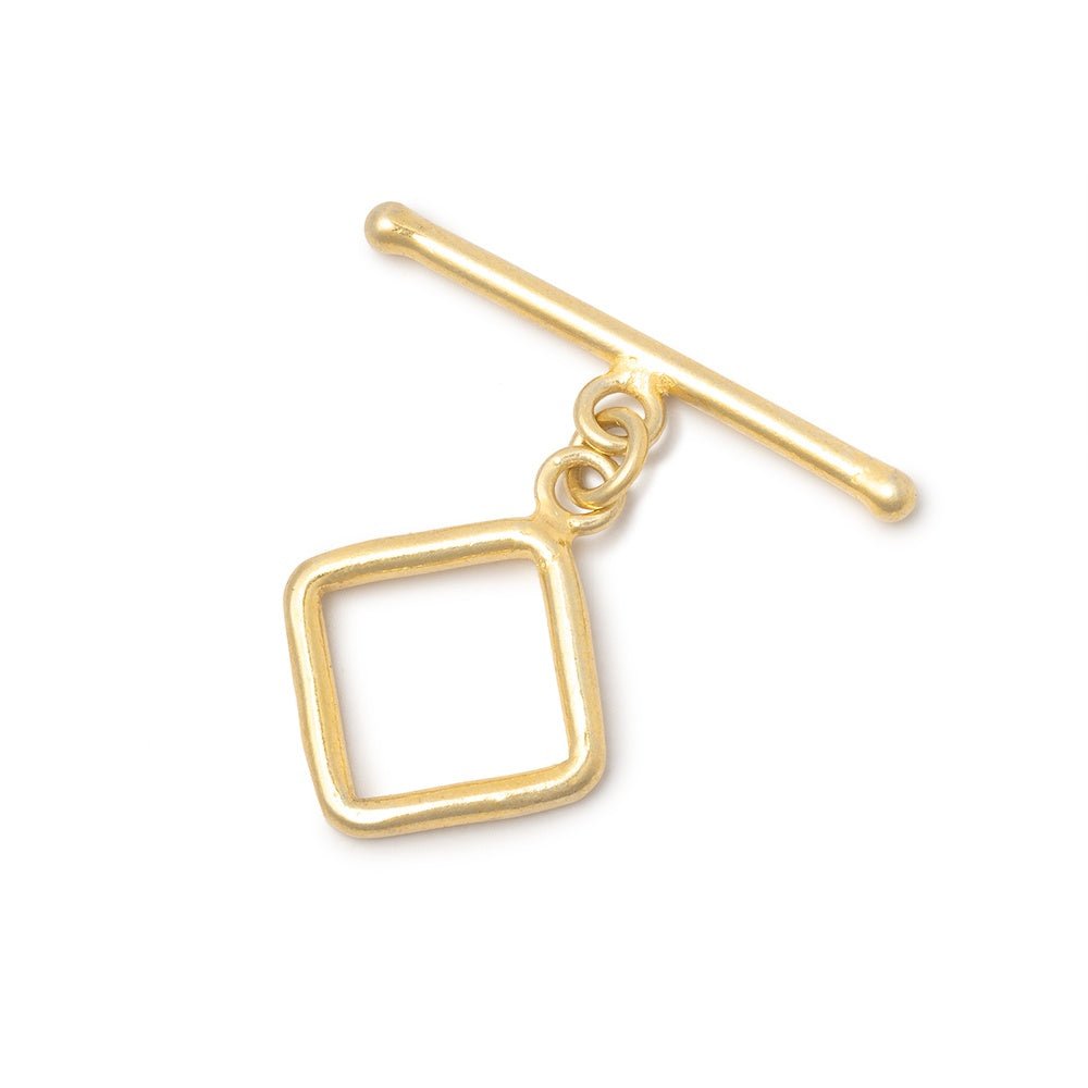 14mm Sterling Silver Vermeil Toggle Clasp with Diamond Design - 1 Piece - AtlantaFindingsCompany