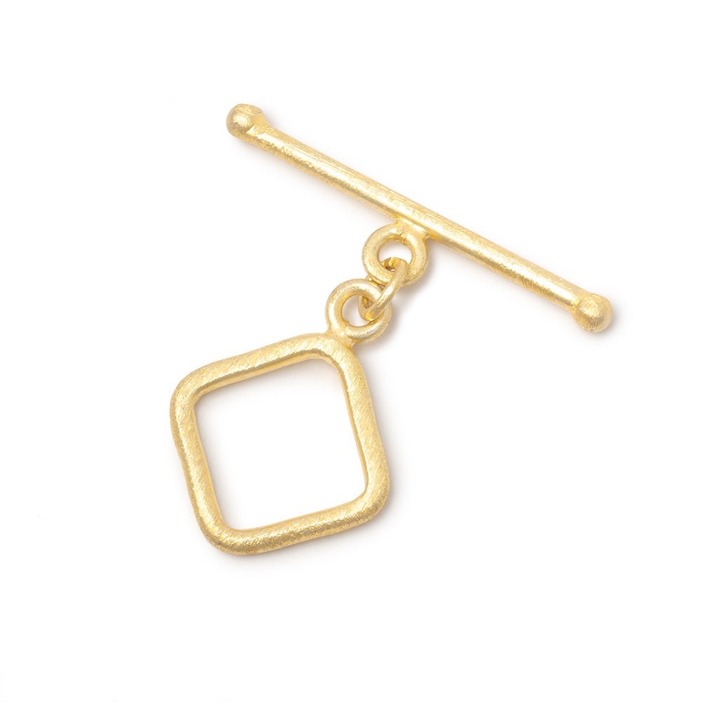 14mm Vermeil Brushed Toggle Clasp with Diamond Design (1 Piece) - AtlantaFindingsCompany