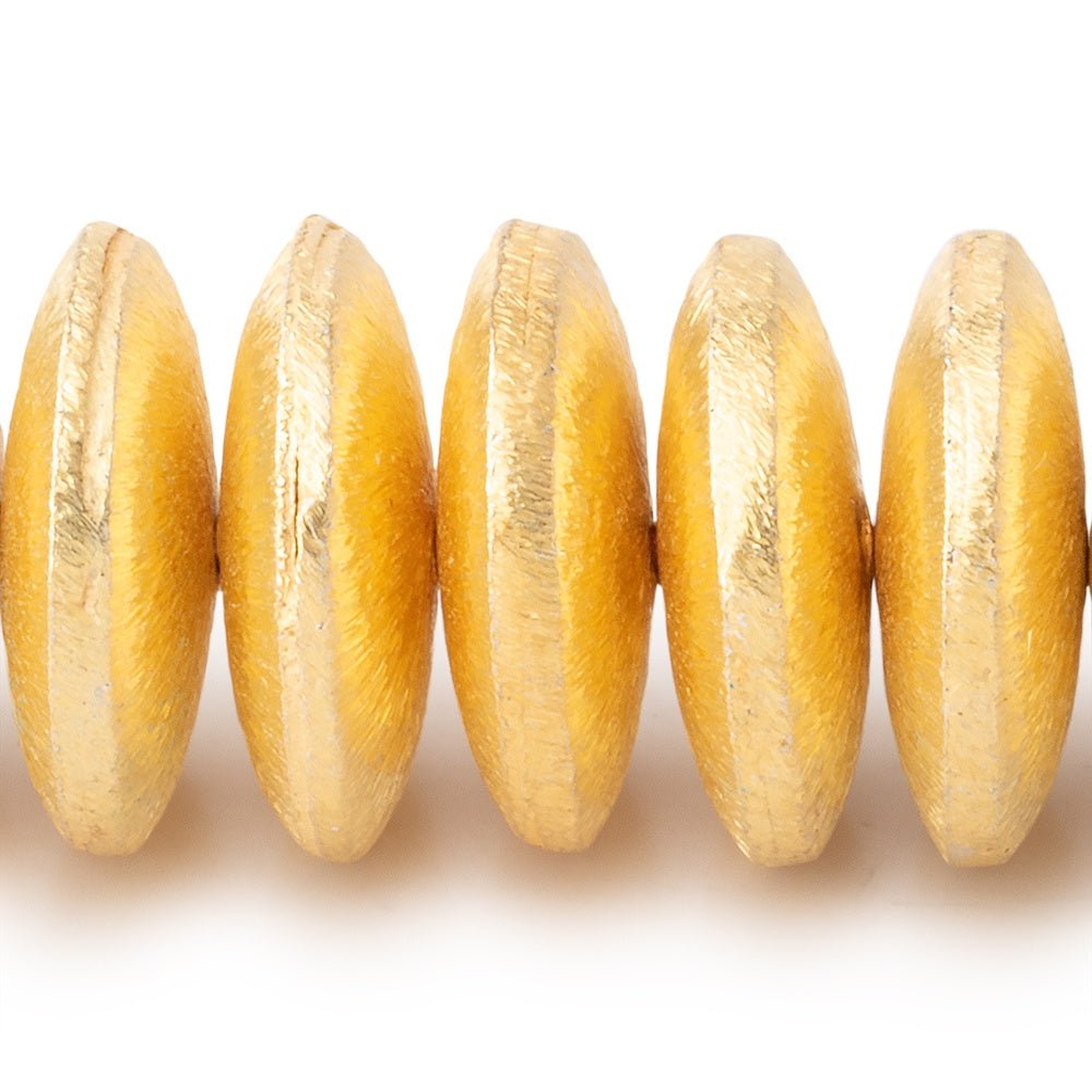 18mm 22kt Gold Plated Copper Brushed Disc 8 inch 33 Beads - AtlantaFindingsCompany