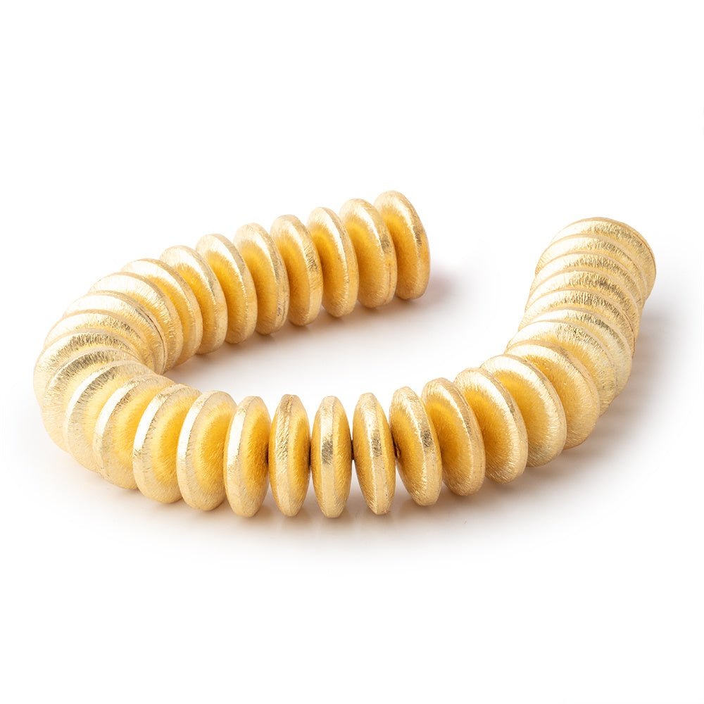 18mm 22kt Gold Plated Copper Brushed Disc 8 inch 33 Beads - AtlantaFindingsCompany