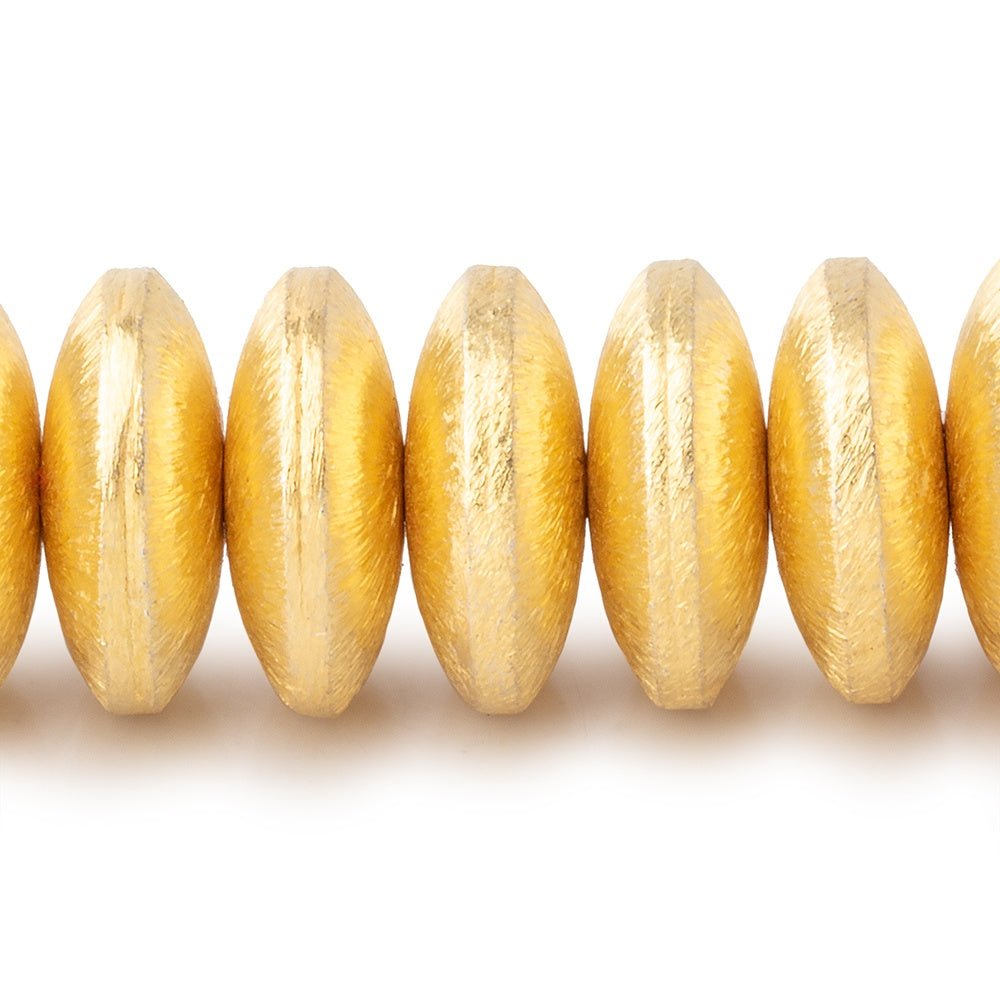 14mm 22kt Gold Plated Copper Brushed Disc Beads 8 inch 37 pieces - AtlantaFindingsCompany