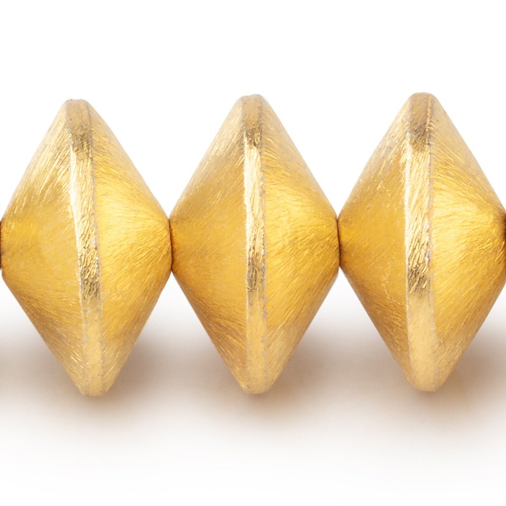 16mm 22kt Gold Plated Copper Brushed Disc Beads 8 inch 22 pieces - AtlantaFindingsCompany