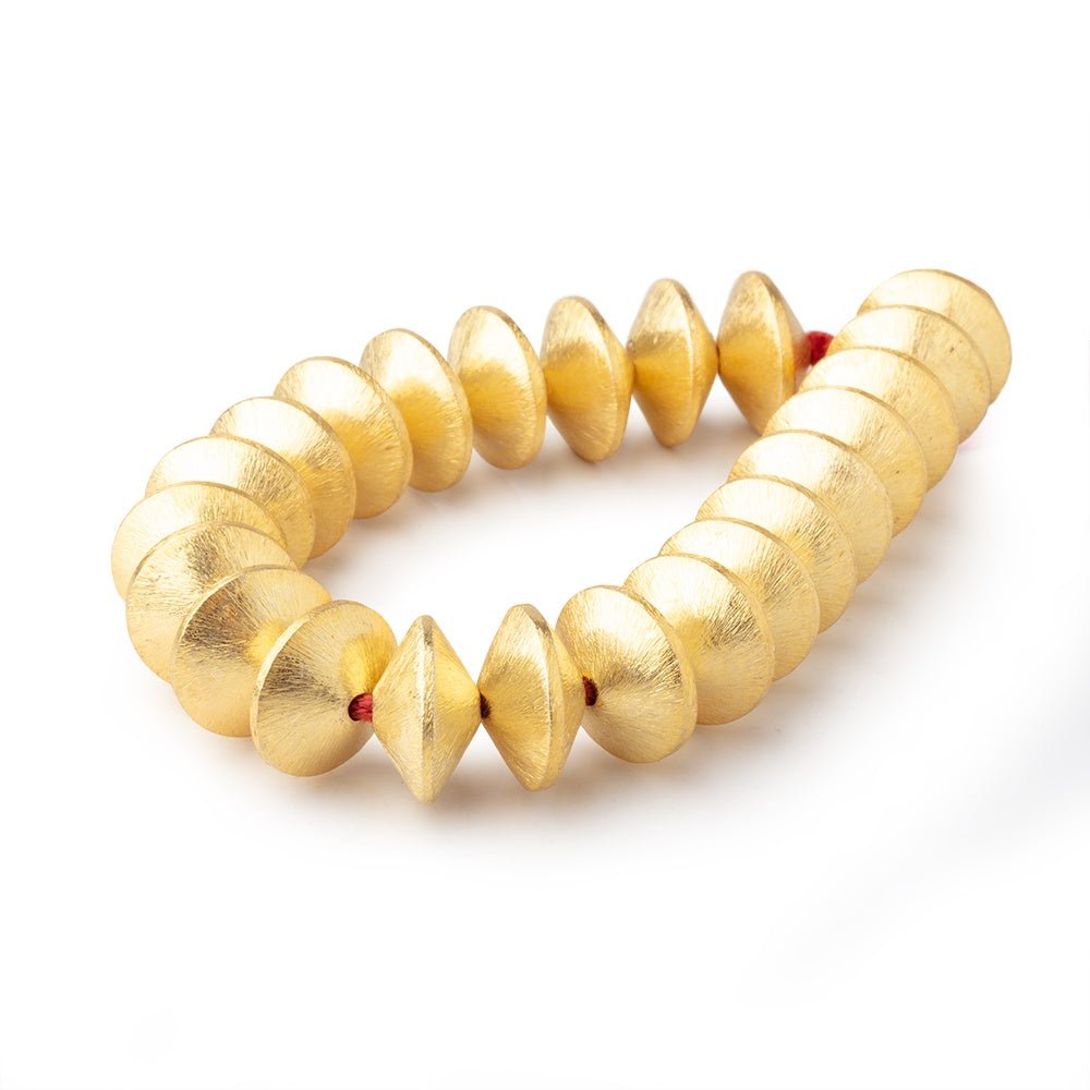 16mm 22kt Gold Plated Copper Brushed Disc Beads 8 inch 22 pieces - AtlantaFindingsCompany