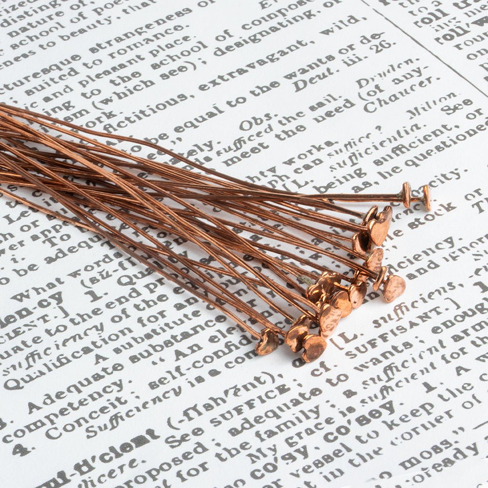 3" Copper Headpin Heart Charms - 22 Guage, 22 pcs/bag - AtlantaFindingsCompany