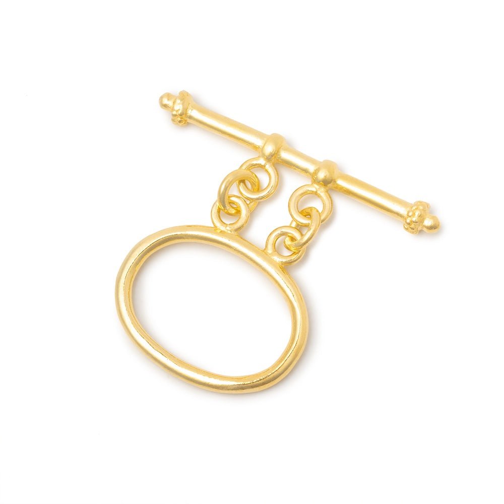 15x20mm Gold Vermeil Double Strand Oval Toggle Clasp - 1 Piece - AtlantaFindingsCompany