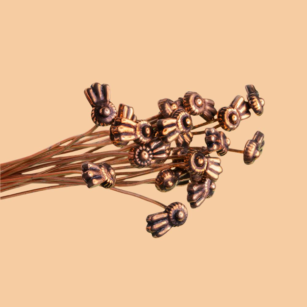3" Copper Ribbon Design Headpin - 22 Gauge, Pack of 22 - AtlantaFindingsCompany