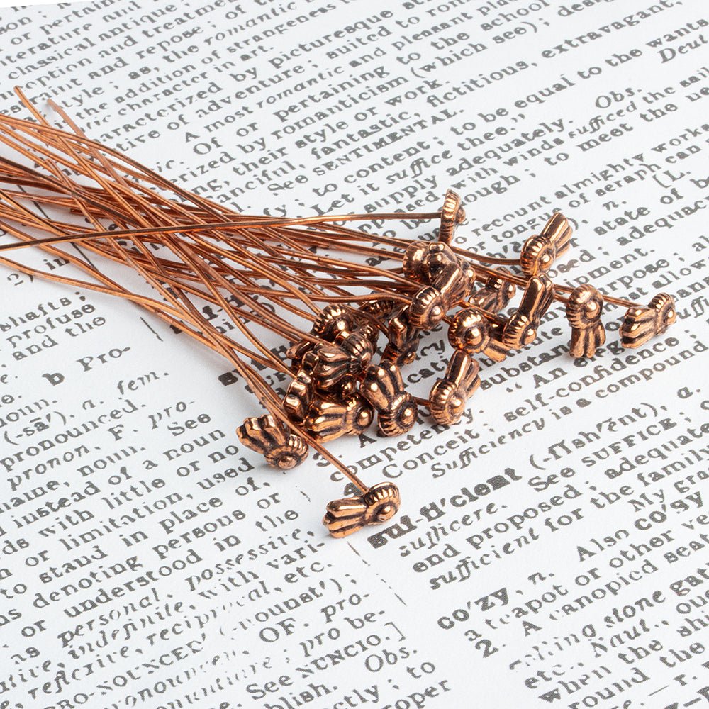 3" Copper Ribbon Design Headpin - 22 Gauge, Pack of 22 - AtlantaFindingsCompany