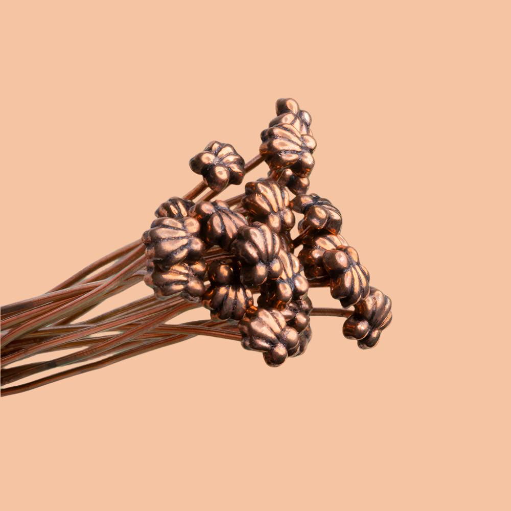 3" Copper Headpin with Shell Design - 22 Gauge, 22 Pieces - AtlantaFindingsCompany