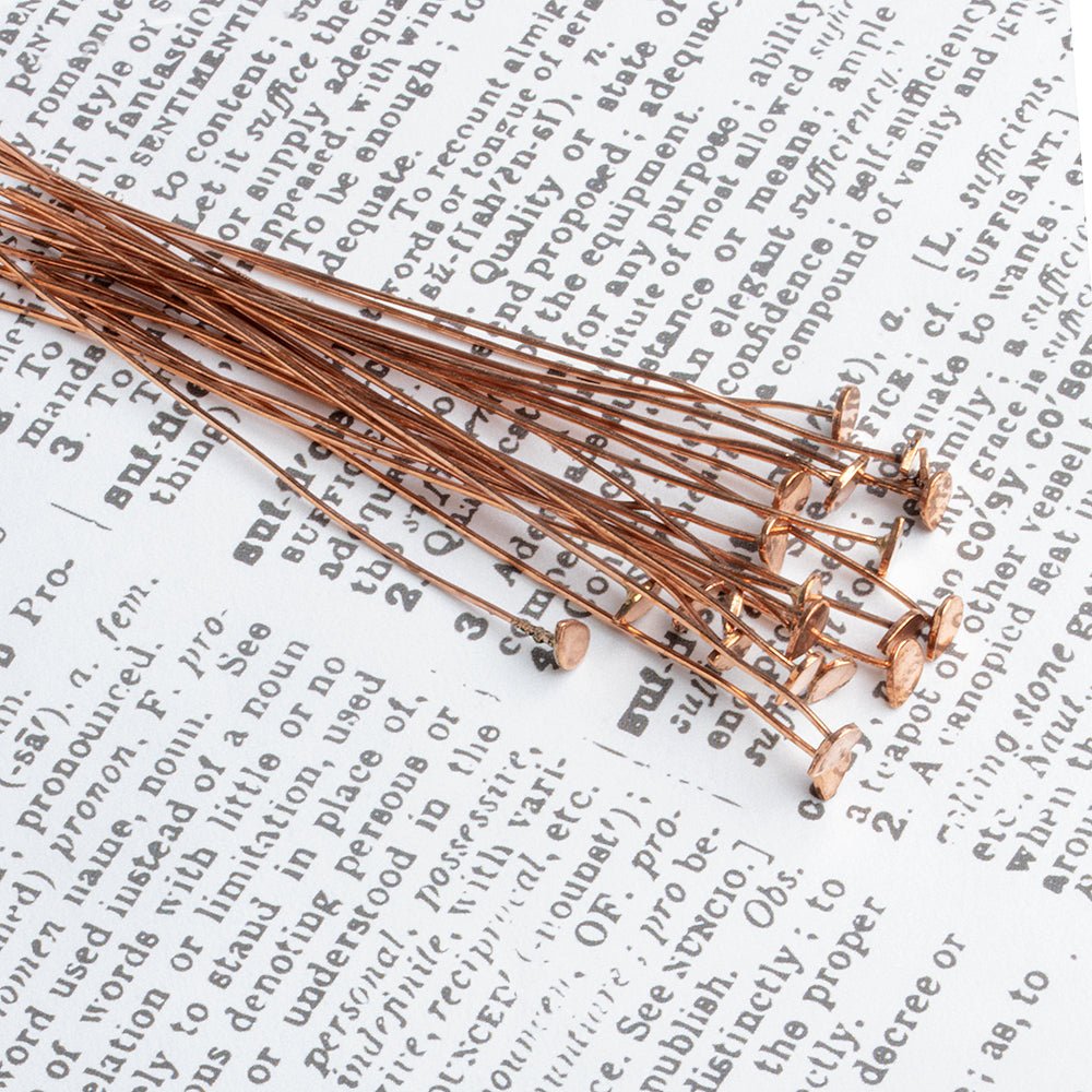 5x3mm Copper Headpins - 3 Inch Length, 26 Gauge (22 pcs) - AtlantaFindingsCompany
