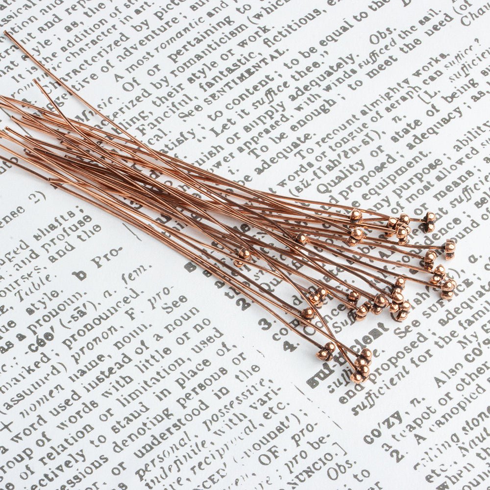 3" Copper Headpin with 3 Ball Design - 22 Gauge, 22 Pieces - AtlantaFindingsCompany