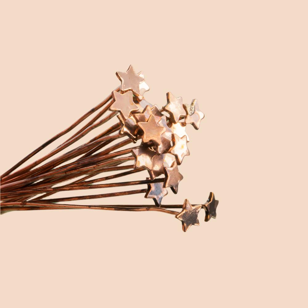 3" Solid Copper Star Headpin (22 Gauge, 22 pcs/bag) - AtlantaFindingsCompany