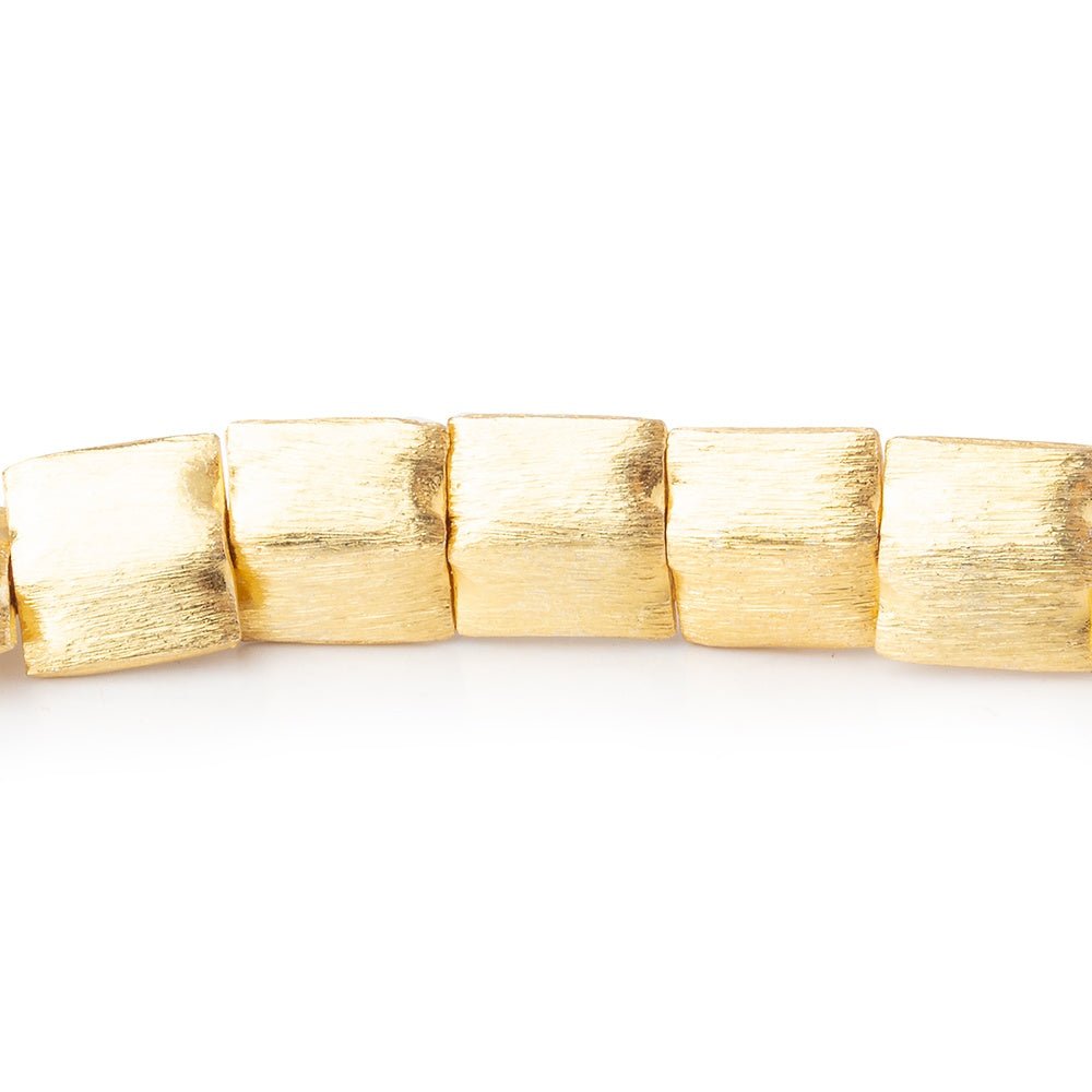 10mm 22kt Gold Plated Brushed Square Beads - 8 Inch Strand (20 Pieces) - AtlantaFindingsCompany