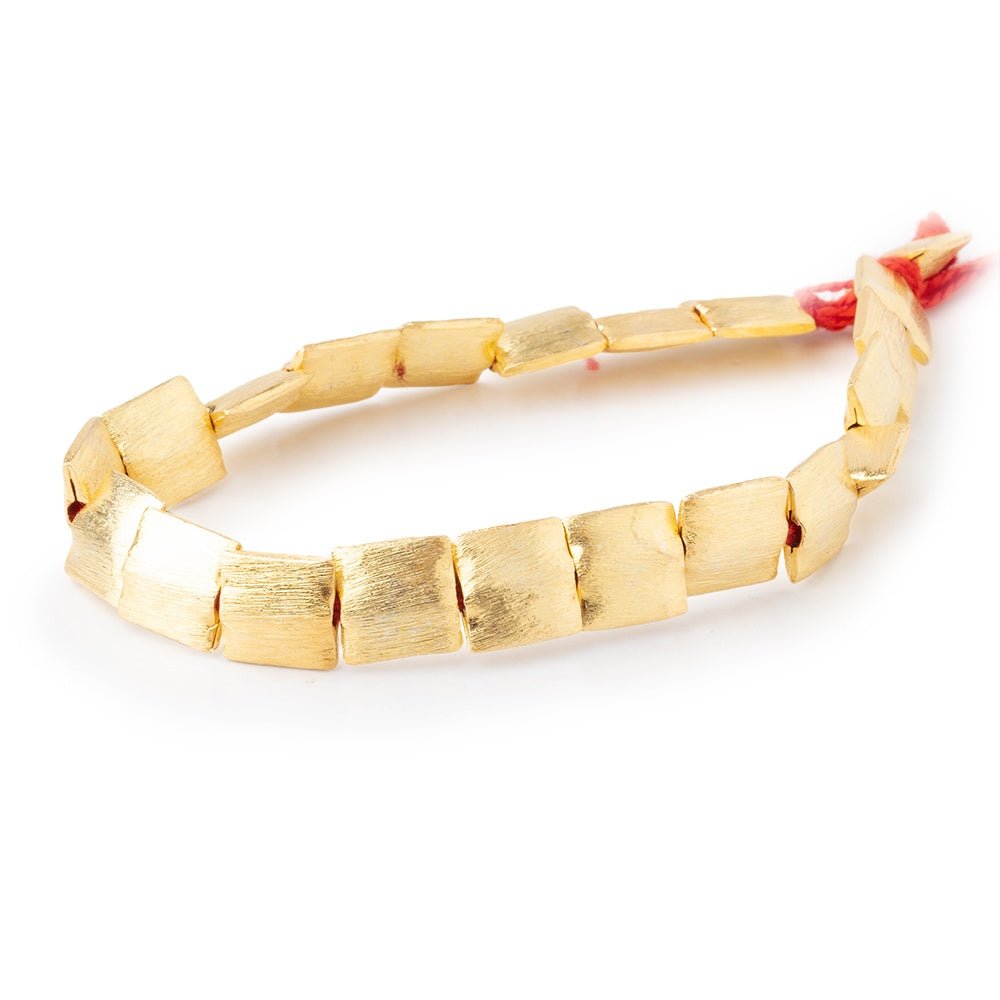10mm 22kt Gold Plated Brushed Square Beads - 8 Inch Strand (20 Pieces) - AtlantaFindingsCompany
