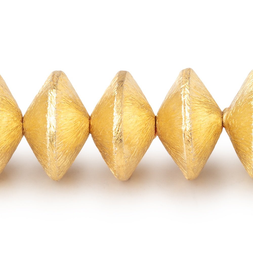 12mm 22kt Gold Plated Copper Disc Brushed Beads 8 inch 26 pieces - AtlantaFindingsCompany