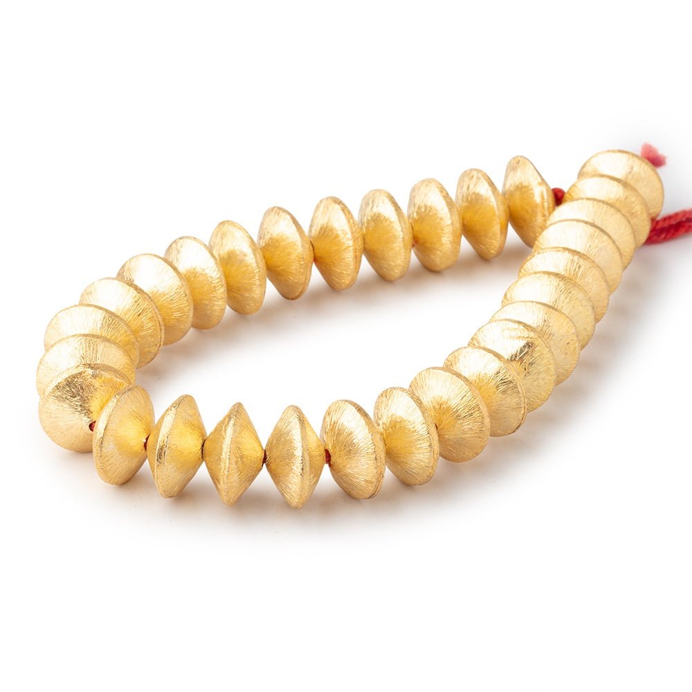 12mm 22kt Gold Plated Copper Disc Brushed Beads 8 inch 26 pieces - AtlantaFindingsCompany