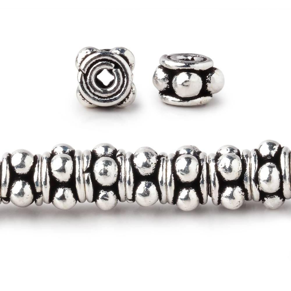 Antiqued Sterling Silver Plated Copper Spacer Beads (7x5mm) - 8 Inch Strand, Approx. 41 Beads - AtlantaFindingsCompany