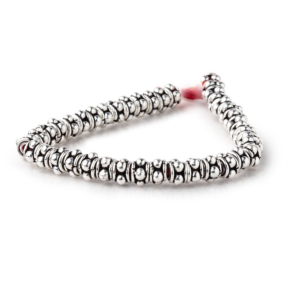 Antiqued Sterling Silver Plated Copper Spacer Beads (7x5mm) - 8 Inch Strand, Approx. 41 Beads - AtlantaFindingsCompany