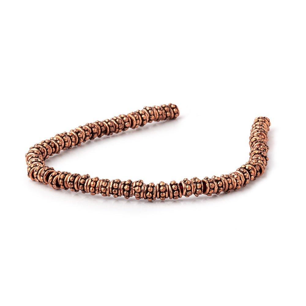 5.5x3mm Antiqued Copper Daisy Spacer Beads - 8" Strand (59 pcs) - AtlantaFindingsCompany