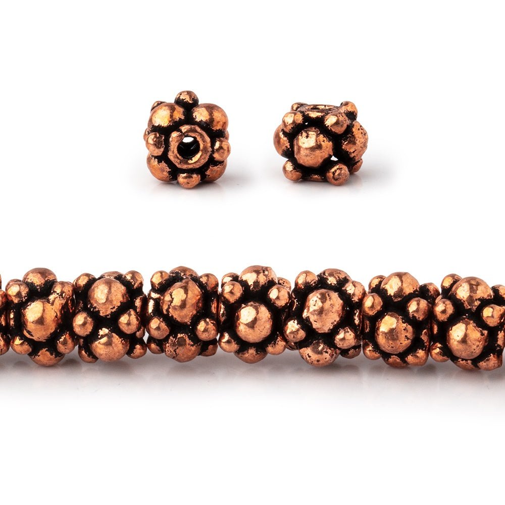 6x5mm Antiqued Copper Daisy Spacer Beads - 8 Inch Strand (40 pcs) - AtlantaFindingsCompany