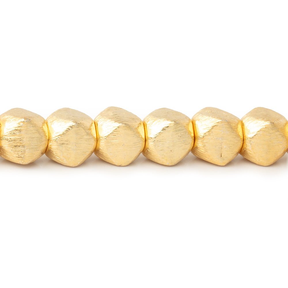6mm Brushed Faceted Nugget Beads - 8 Inch Strand (Approx. 34 Pieces) - AtlantaFindingsCompany