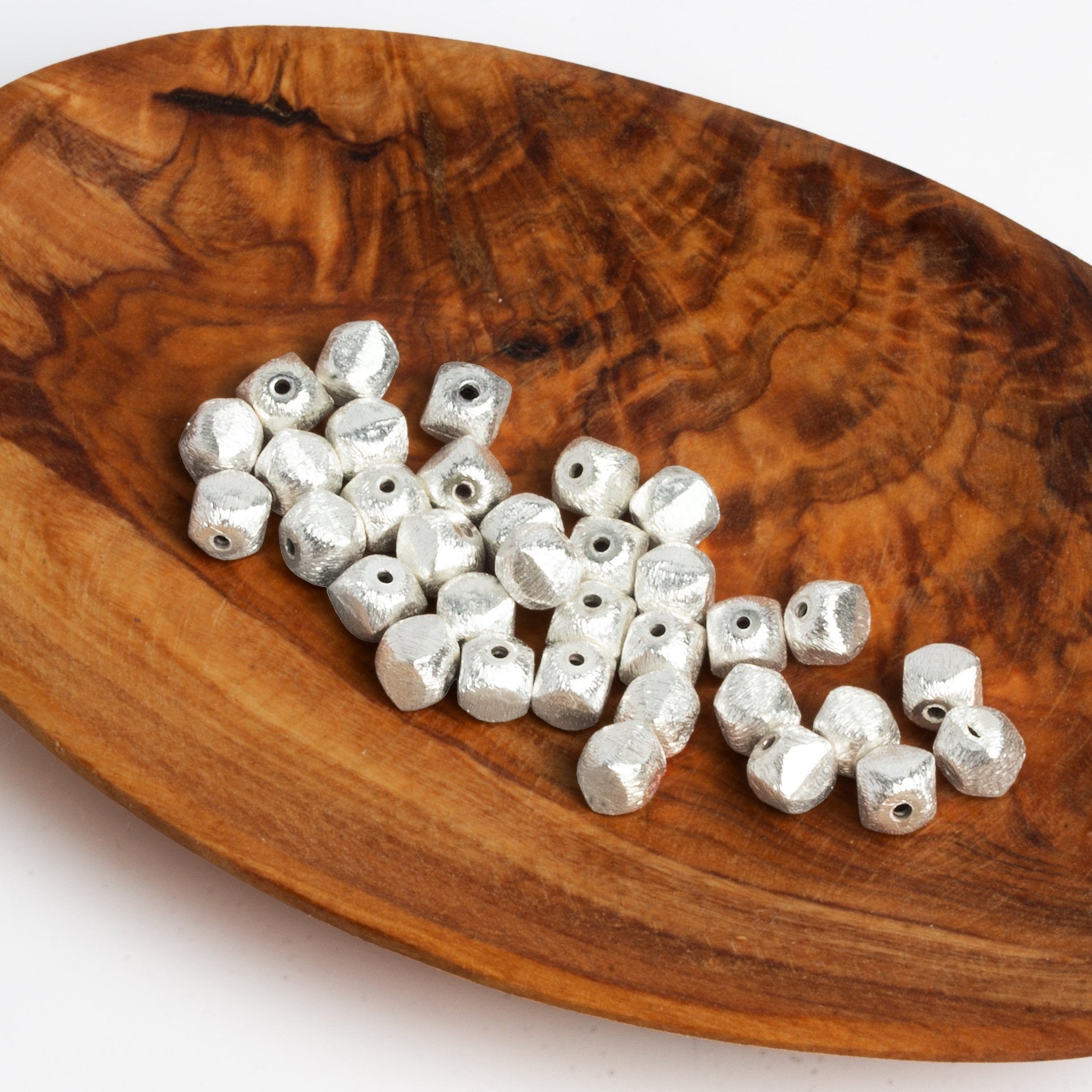 6mm Brushed Faceted Nugget Beads - 8 Inch Strand (Approx. 34 Pieces) - AtlantaFindingsCompany