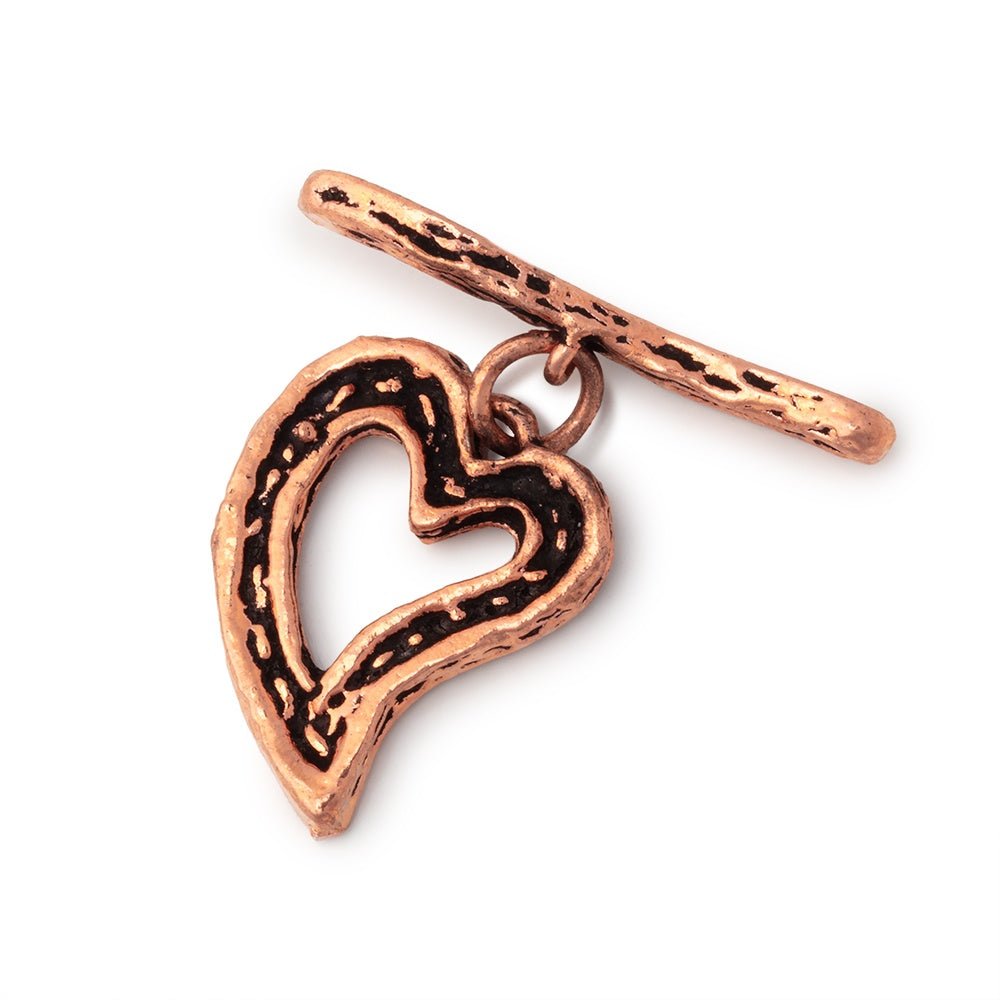 26x20mm Antiqued Copper Heart Toggle Clasp - Atlanta Findings