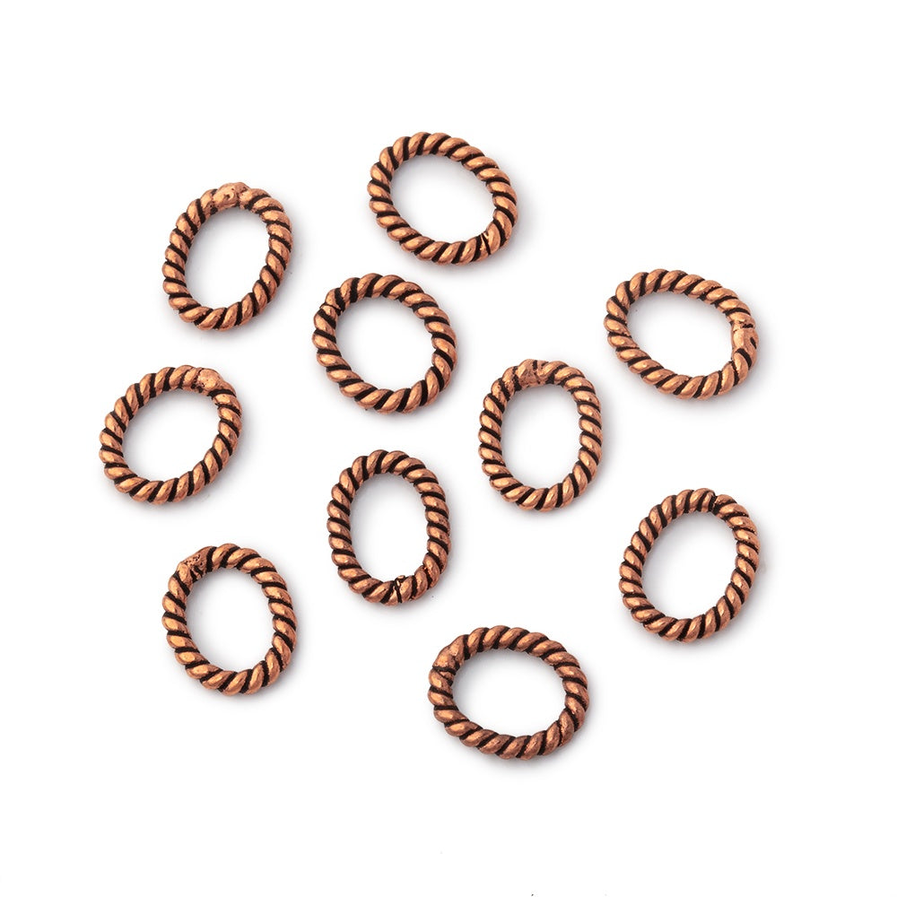 8x6.5mm Antiqued Copper Twisted Oval Jump Ring Set of 50 - AtlantaFindingsCompany.com