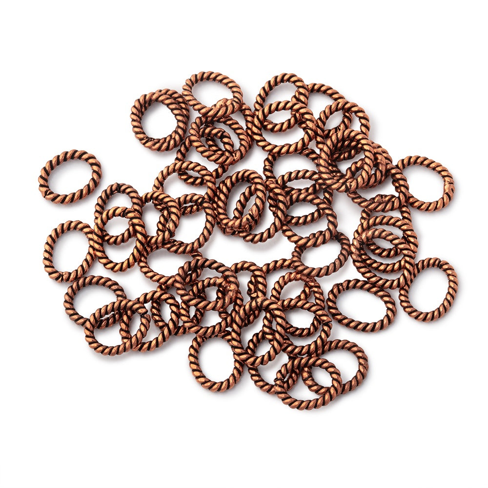 8x6.5mm Antiqued Copper Twisted Oval Jump Ring Set of 50 - AtlantaFindingsCompany.com