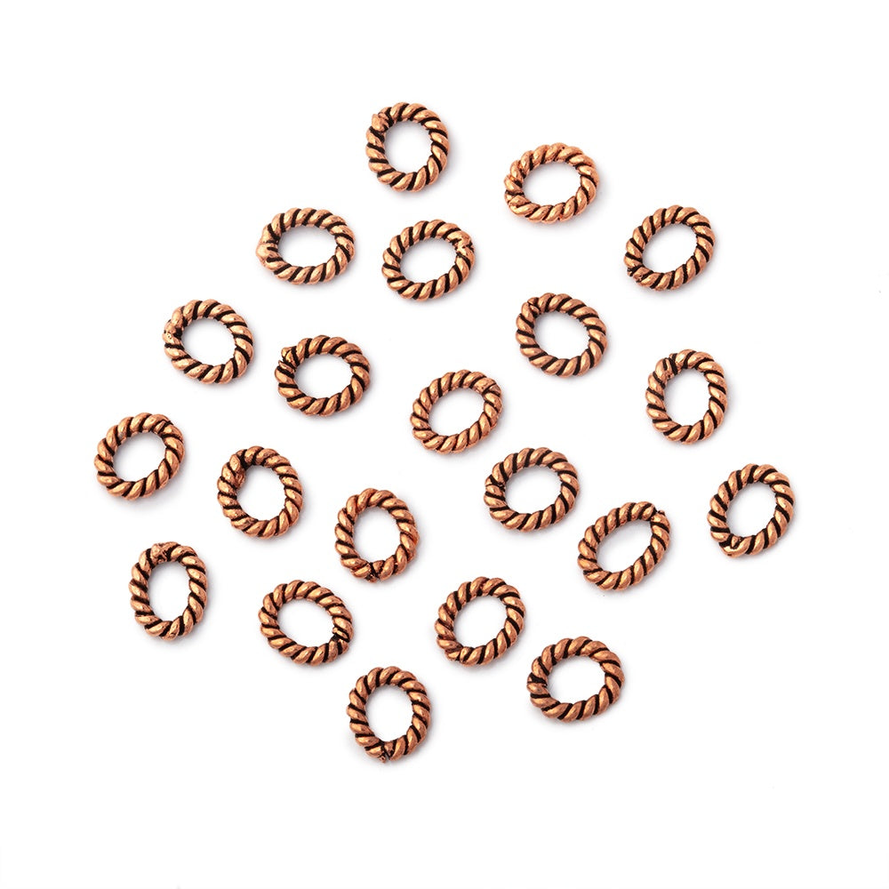 6x5mm Antiqued Copper Twisted Oval Jump Ring Set of 50 - AtlantaFindingsCompany.com