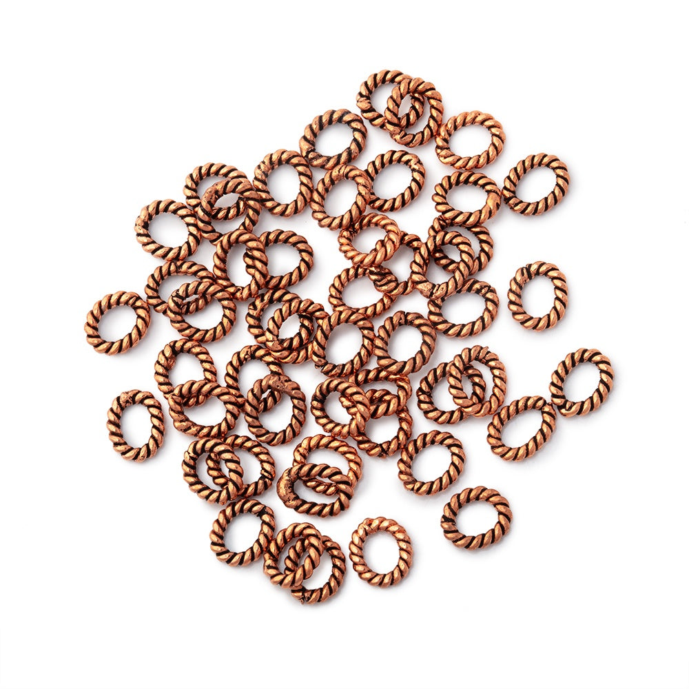 6x5mm Antiqued Copper Twisted Oval Jump Ring Set of 50 - AtlantaFindingsCompany.com