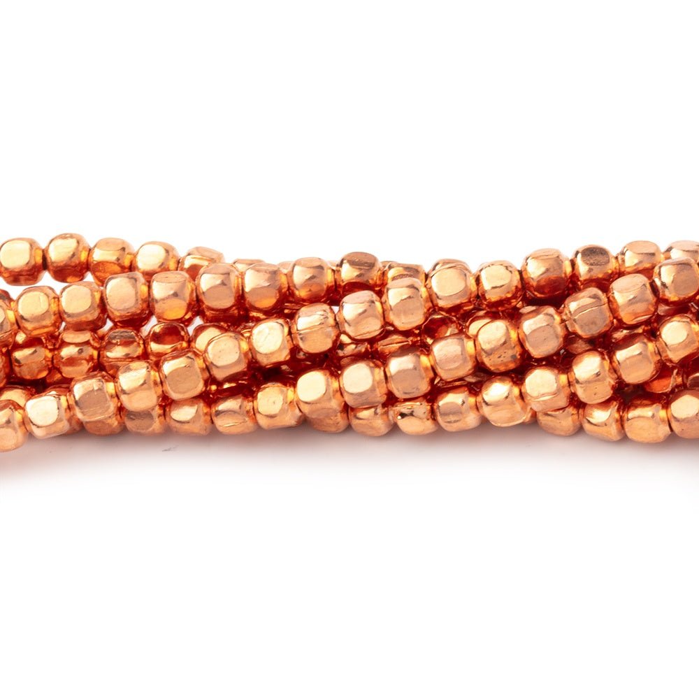 2.5mm Polished Rounded Corner Cube Beads - Shiny Plated Copper - AtlantaFindingsCompany