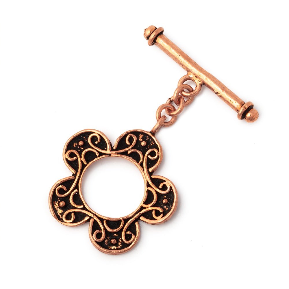 25mm Antiqued Copper Flower Toggle Clasp - Atlanta Findings